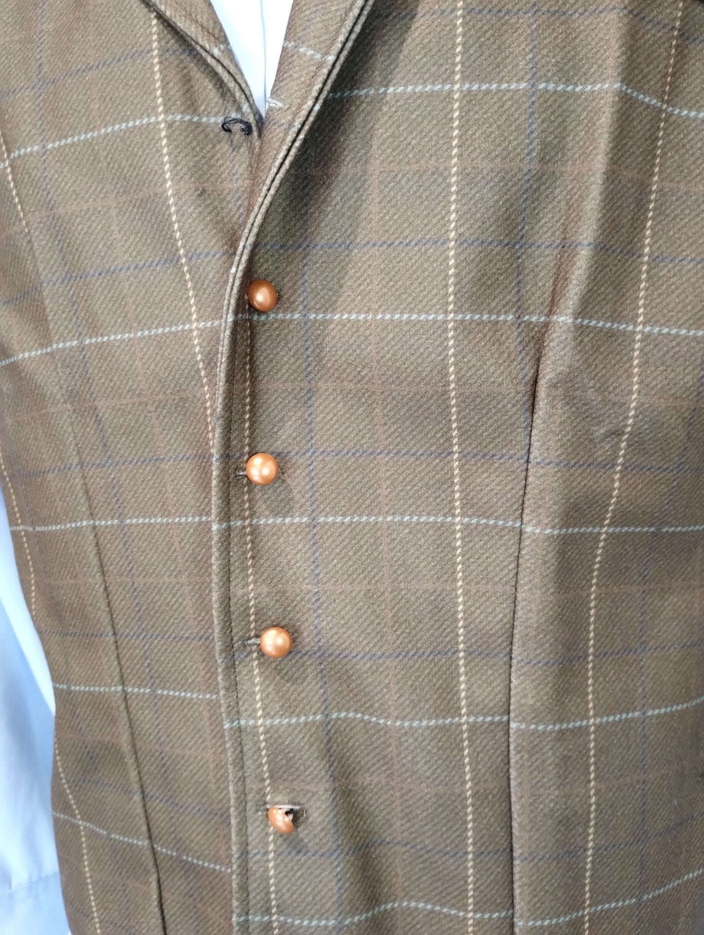 Brown Satin Tartan Designed Waistcoat, XL