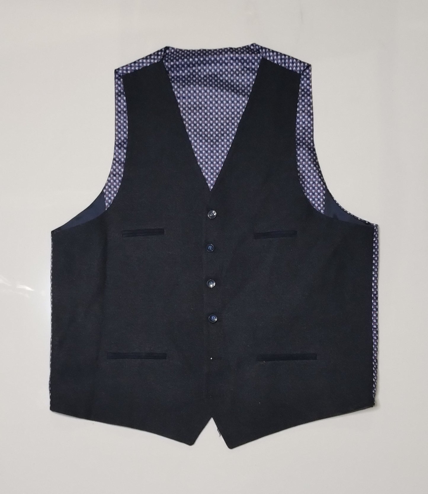 TruClothing Navy Wool Blend Three-Piece Suit with Jacket - 46, Regular Fit, Waistcoat and Trousers - 40, Regular Fit