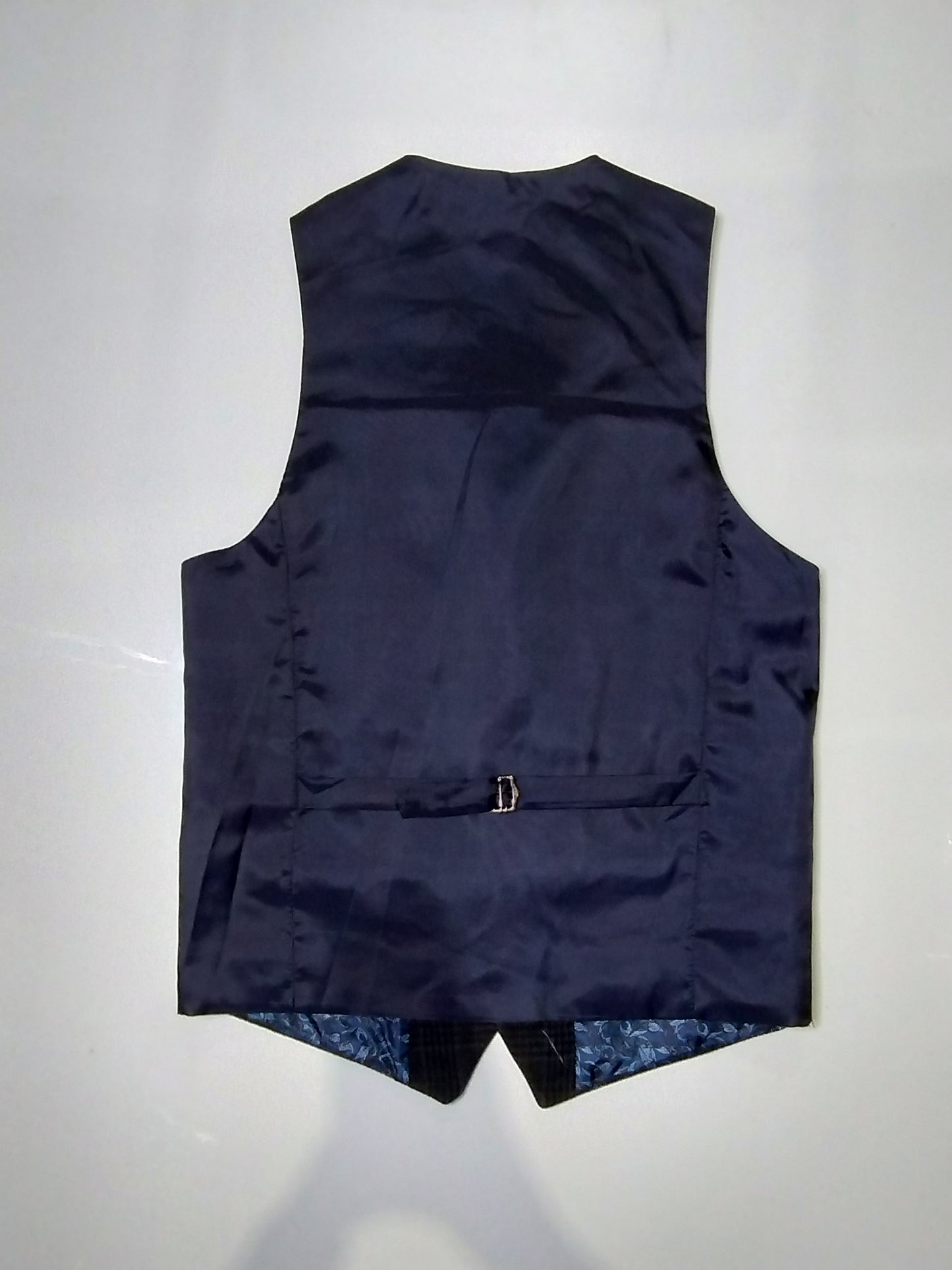 Navy Tweed Three-Piece Suit with Paisley Lining, Jacket - 36, Regular Fit, Waistcoat and Trousers - 30, Regular Fit