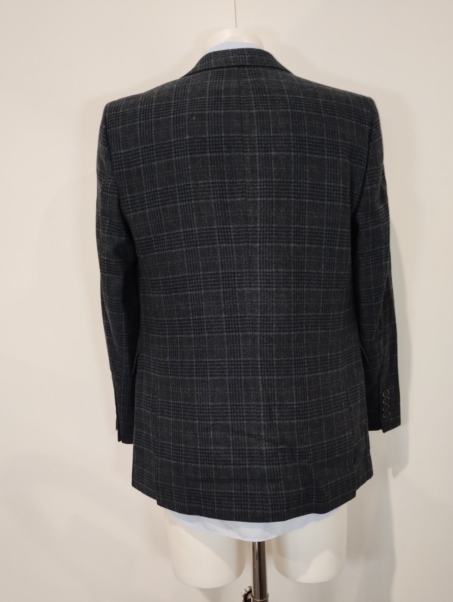 Navy Tweed Three-Piece Suit with Paisley Lining, Jacket - 36, Regular Fit, Waistcoat and Trousers - 30, Regular Fit
