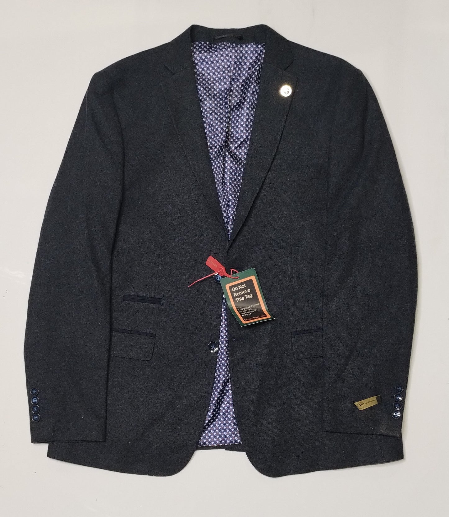 TruClothing Navy Wool Blend Three-Piece Suit with Jacket - 46, Regular Fit, Waistcoat and Trousers - 40, Regular Fit